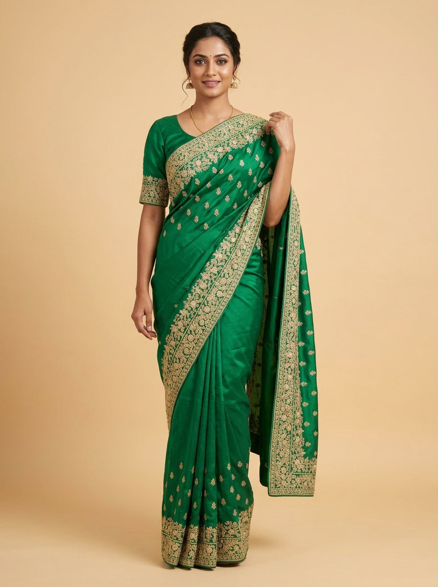 Fern Green Classic Elegance Saree