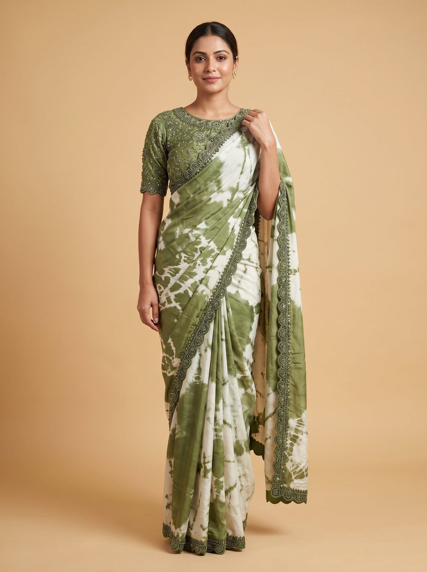 Fern Green Fresh Embroidered Saree