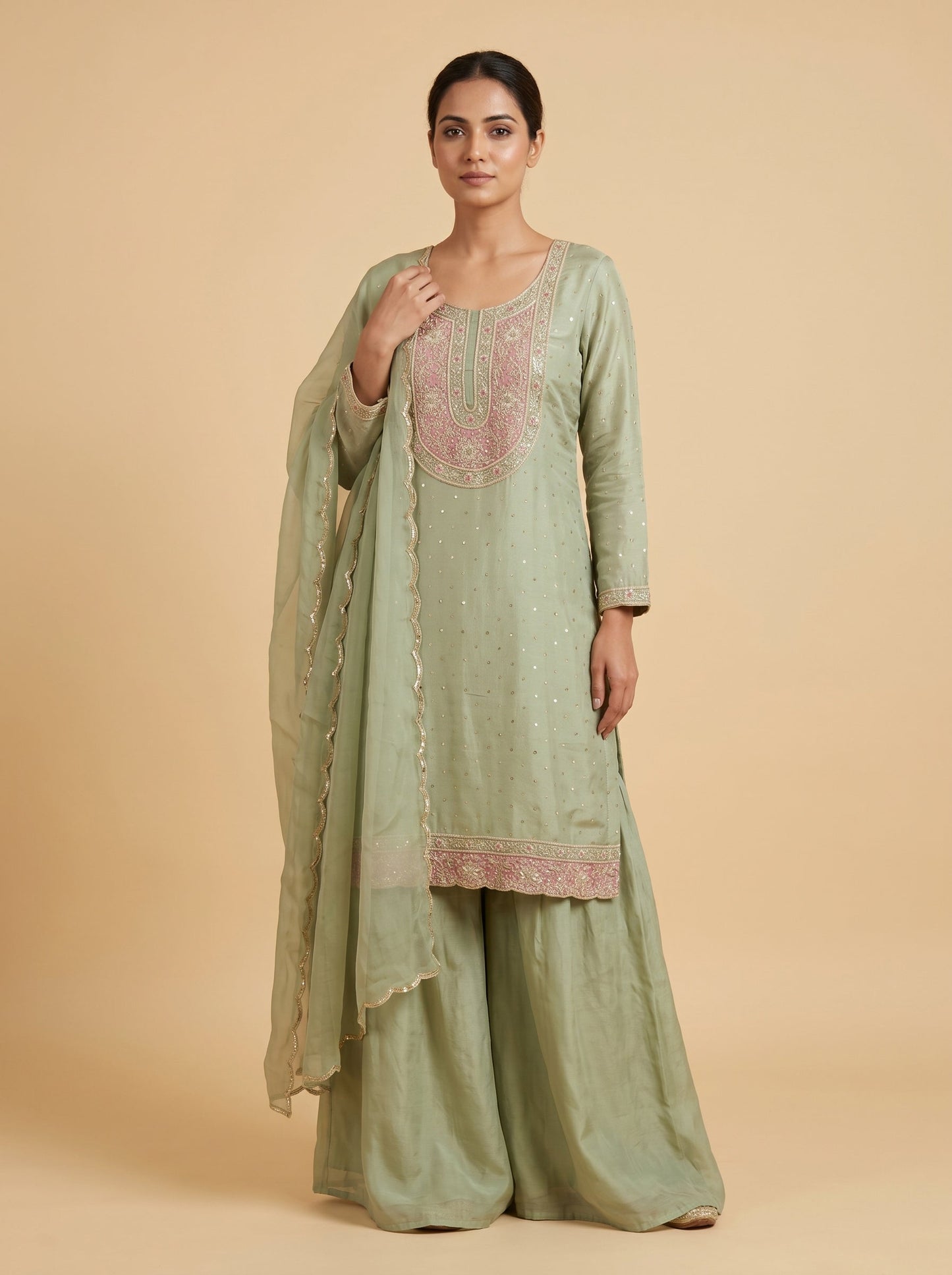 Fern Mist Green Palazzo Set