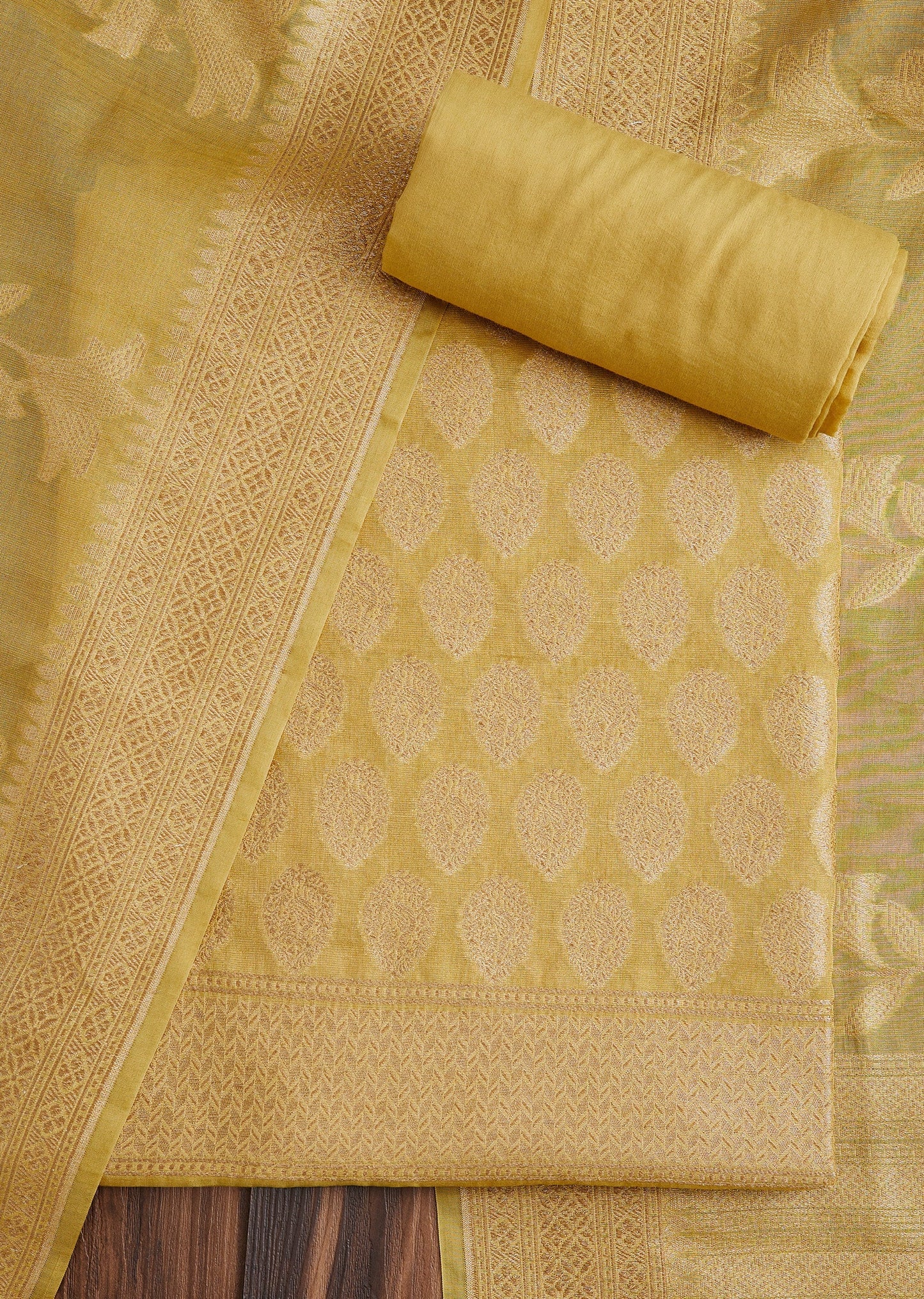 Festive Yellow Brocade Suit Set