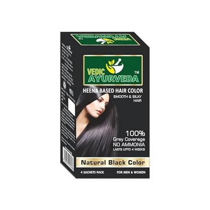 VedicAyurveda Henna Based Hair Colour, Natural Black and Chestnut Brown