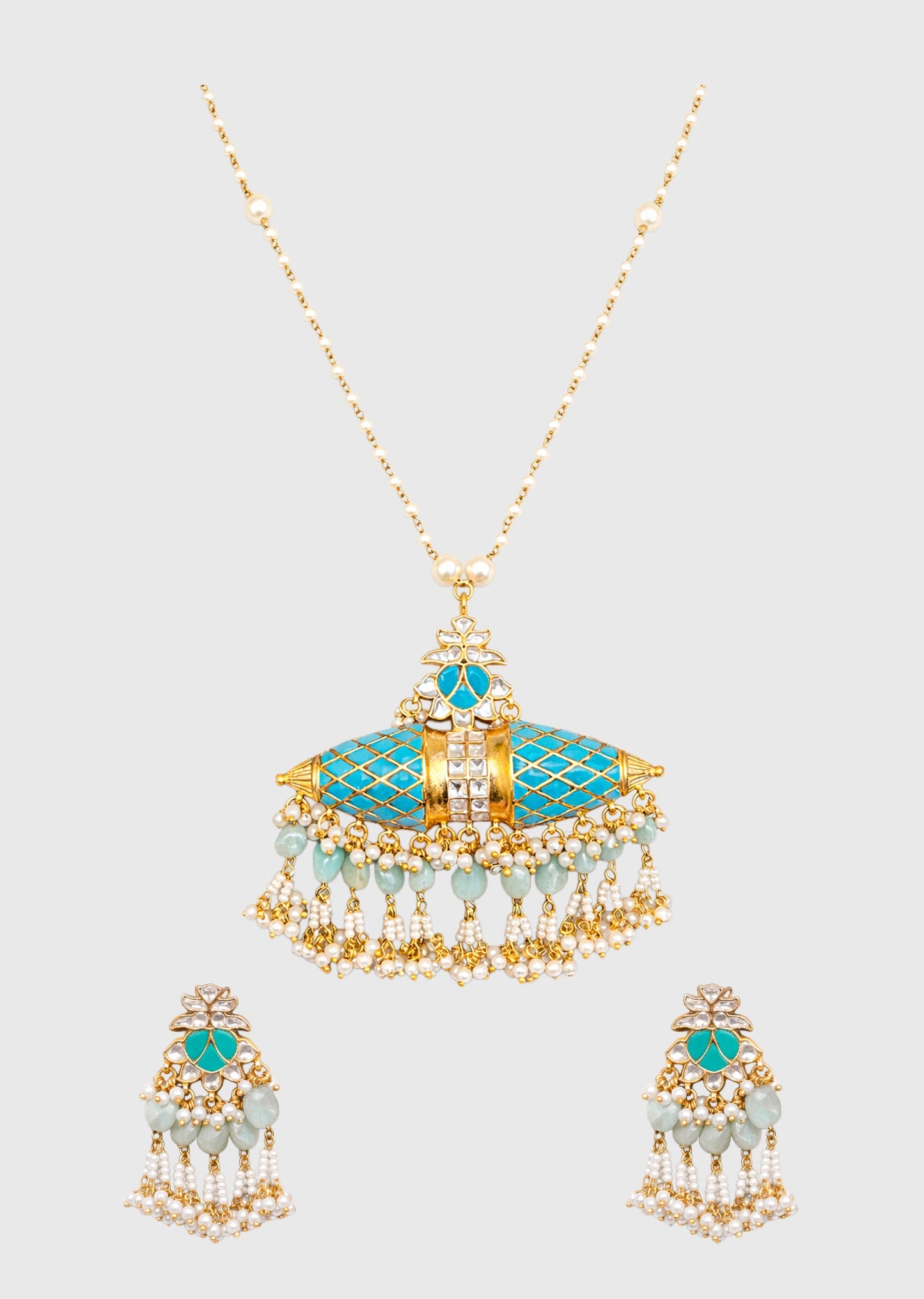 Firoza Kundan Long Necklace Set