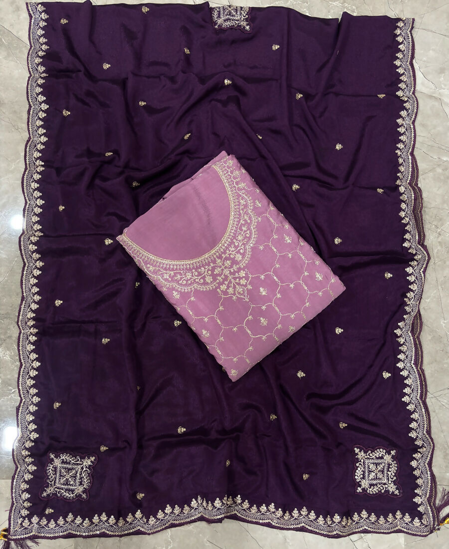 KC Heavy Chinon Lilac Salwar Suit For Women Ethnic Wear
