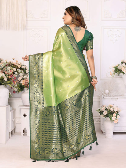 Aastha Fashion Pista Tissue Silk Weaving Saree