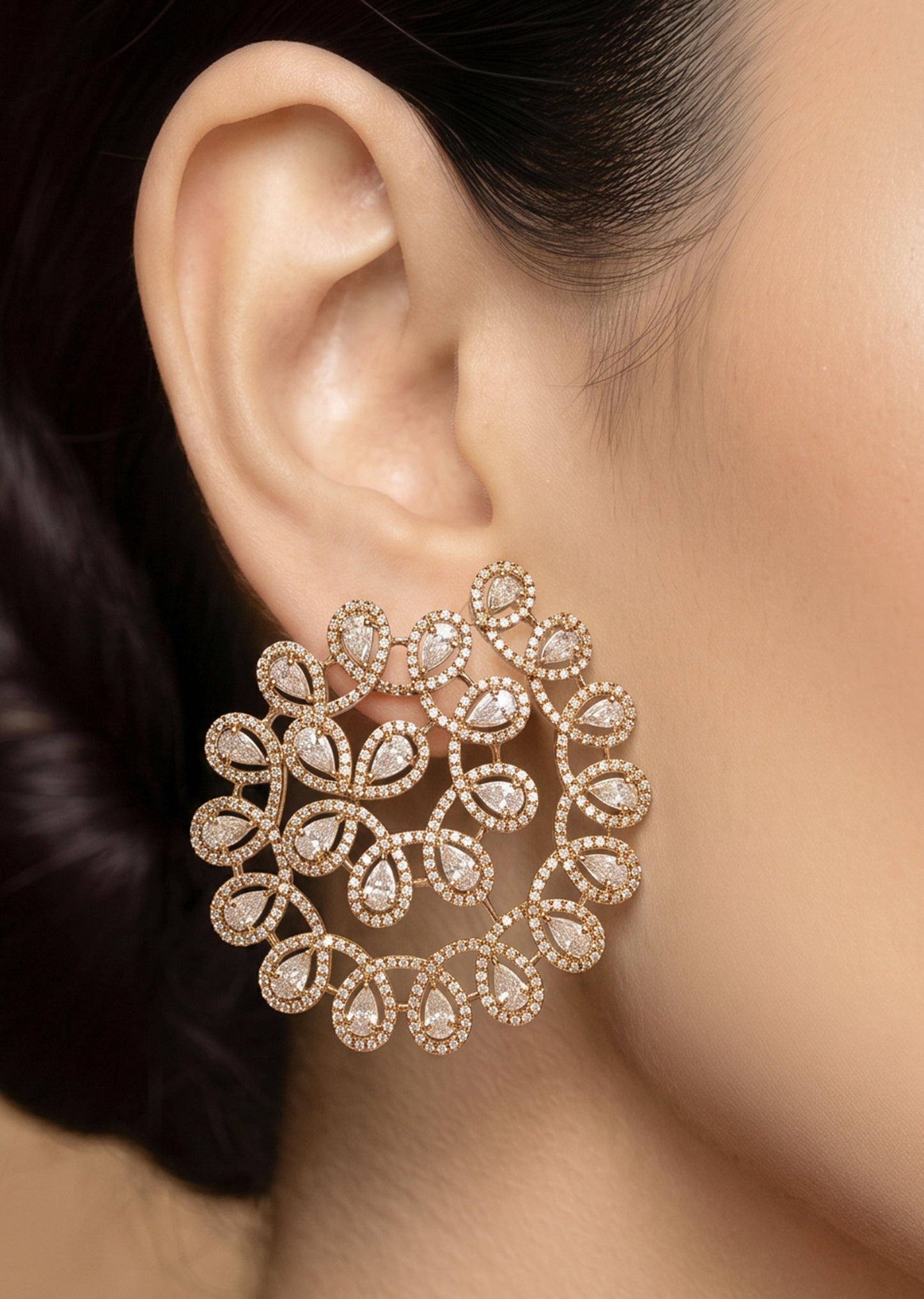 Floral Zirconia Statement Earrings