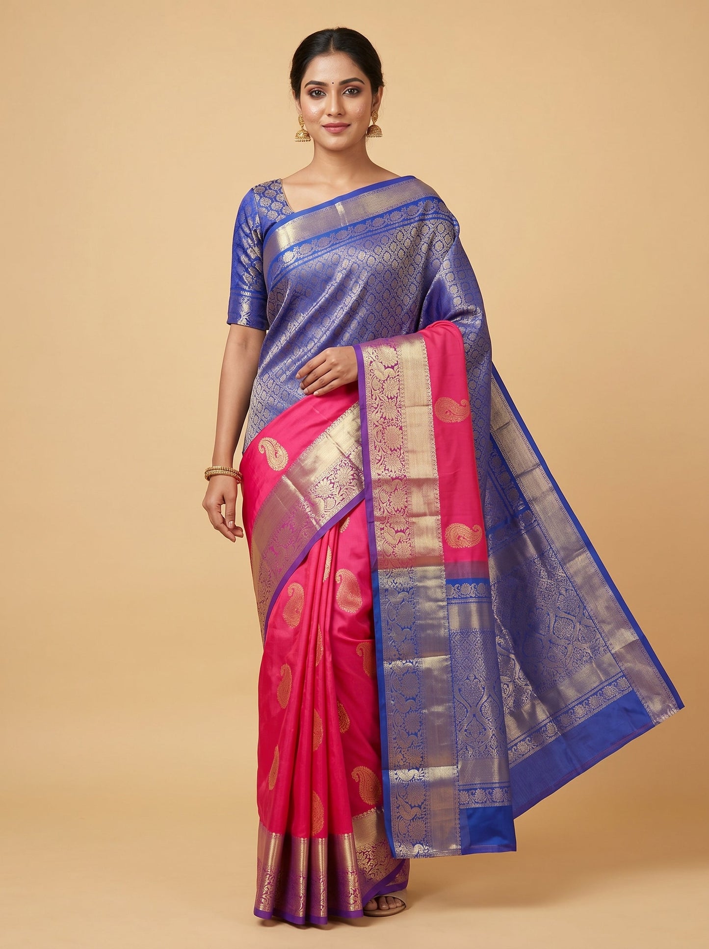 Fluorescent Pink Statement Handloom Saree
