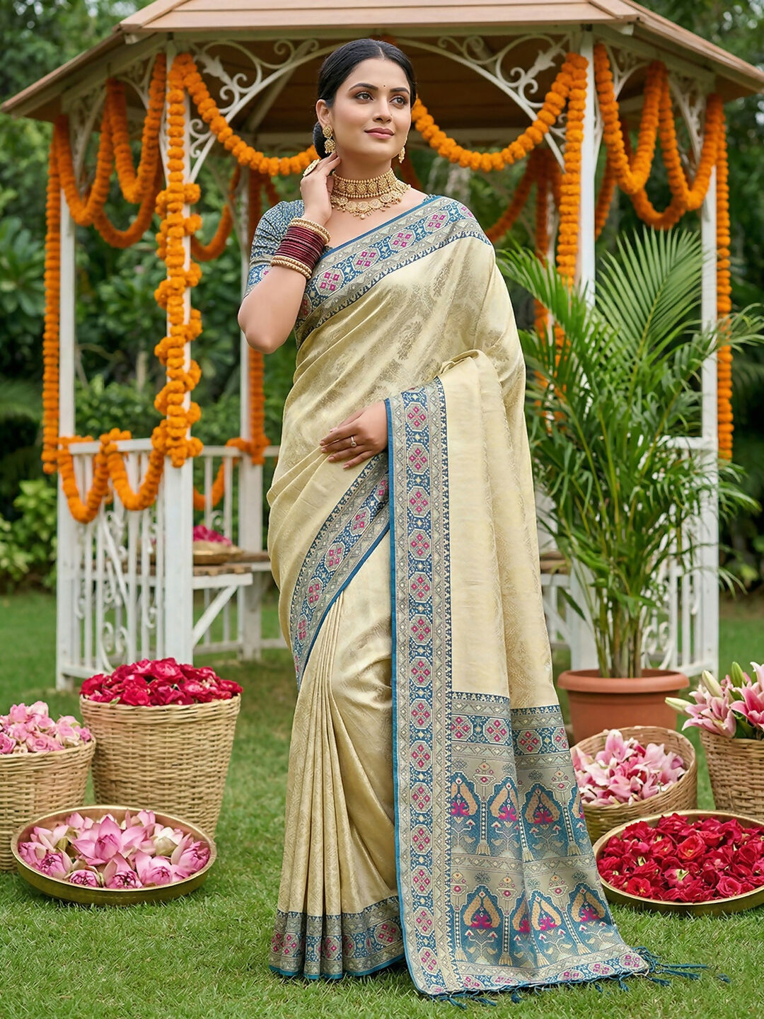 Shree Shyam Fashion Navy Blue Soft Silk Saree
