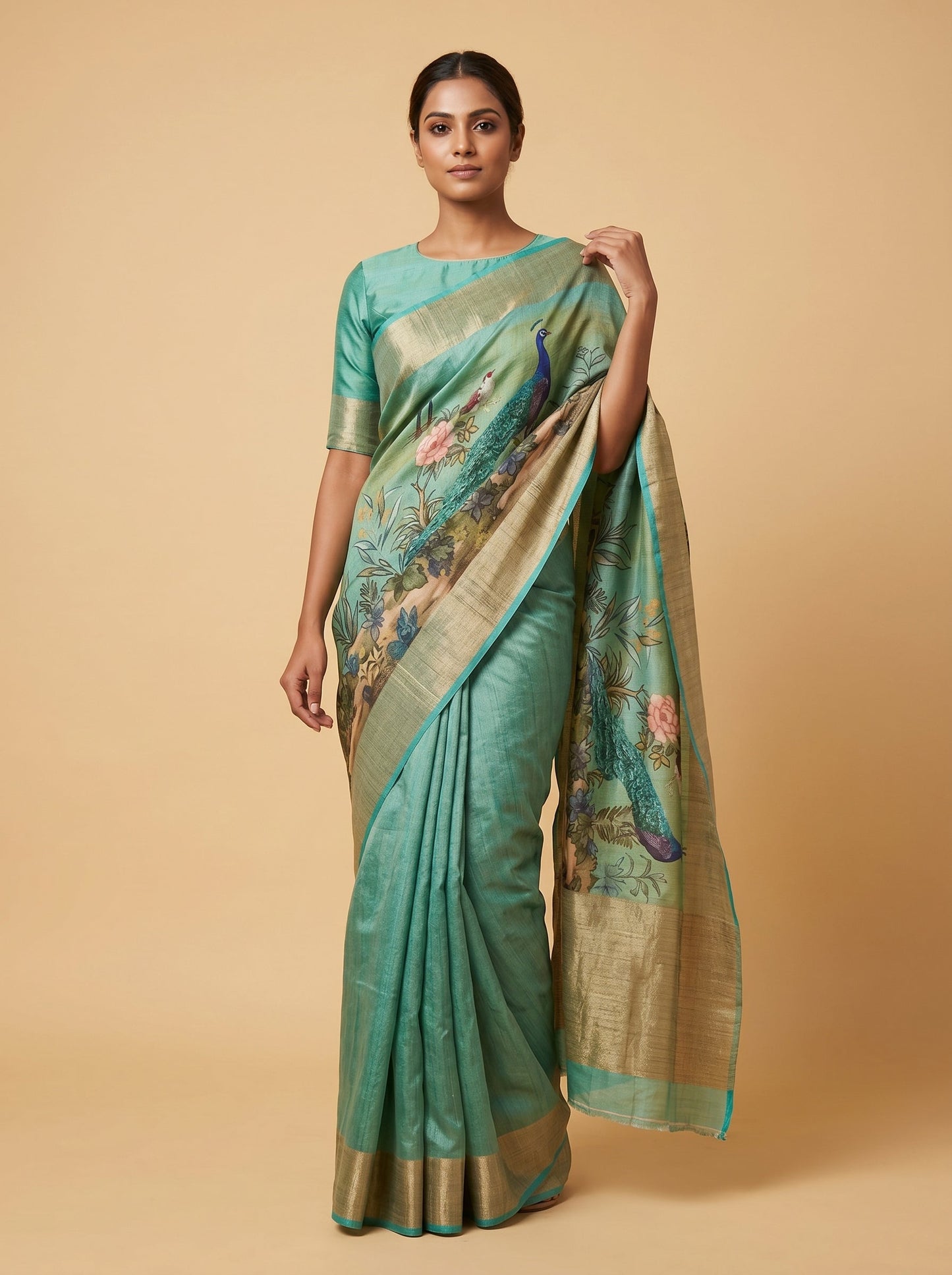 Forest Green Classic Handloom Saree