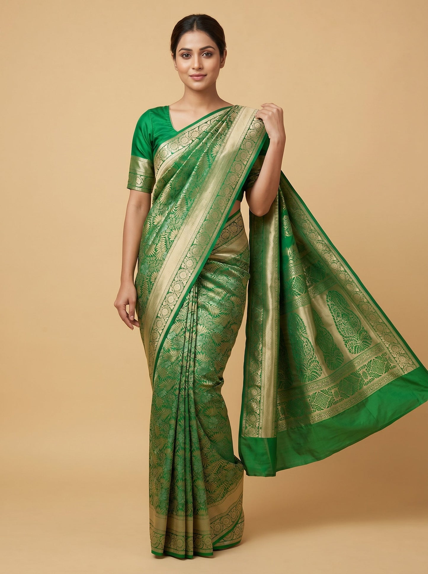Forest Green Glow Saree