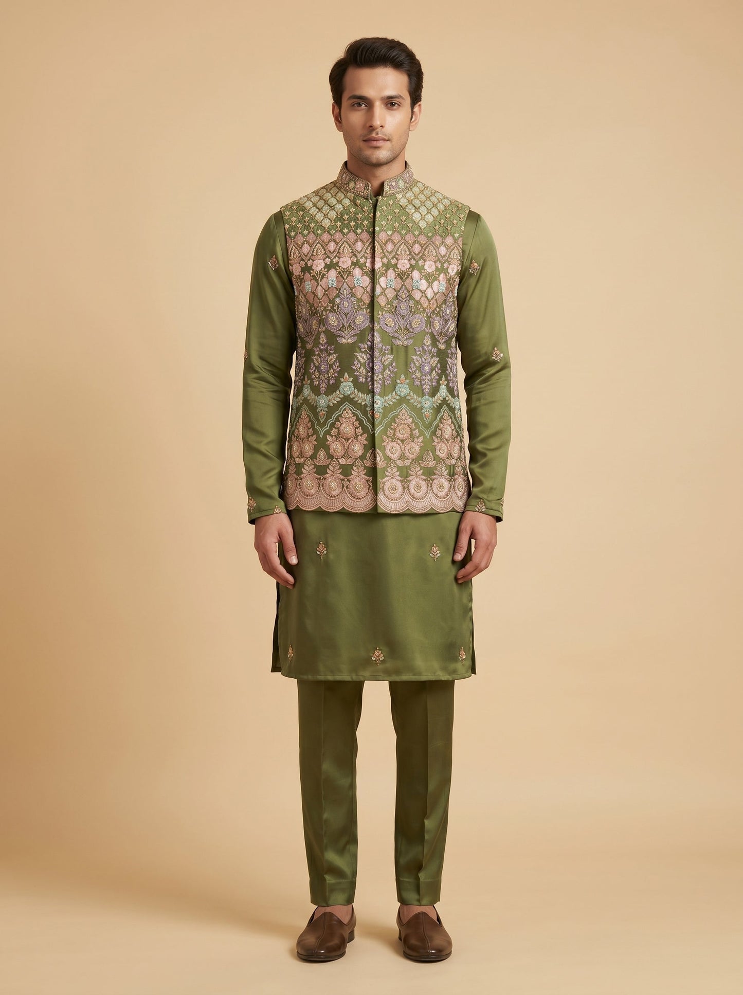 Forest Green Jacket Kurta Set