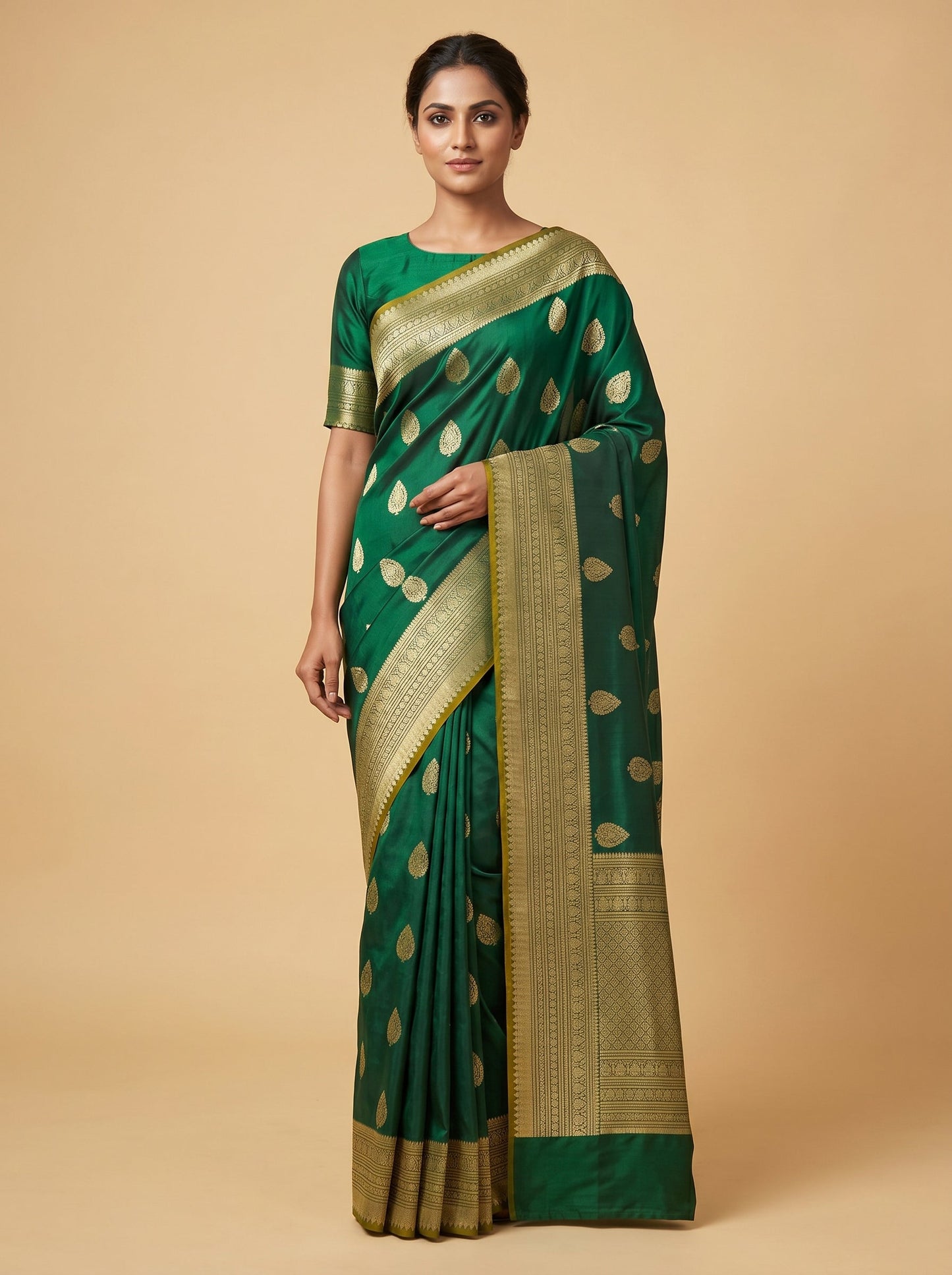 Forest Zari Green Handloom Saree