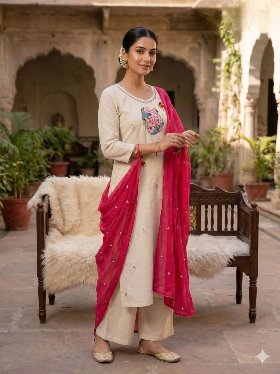 Teeya Creation New Trendy Fancy Premium Kurta Set - Cream
