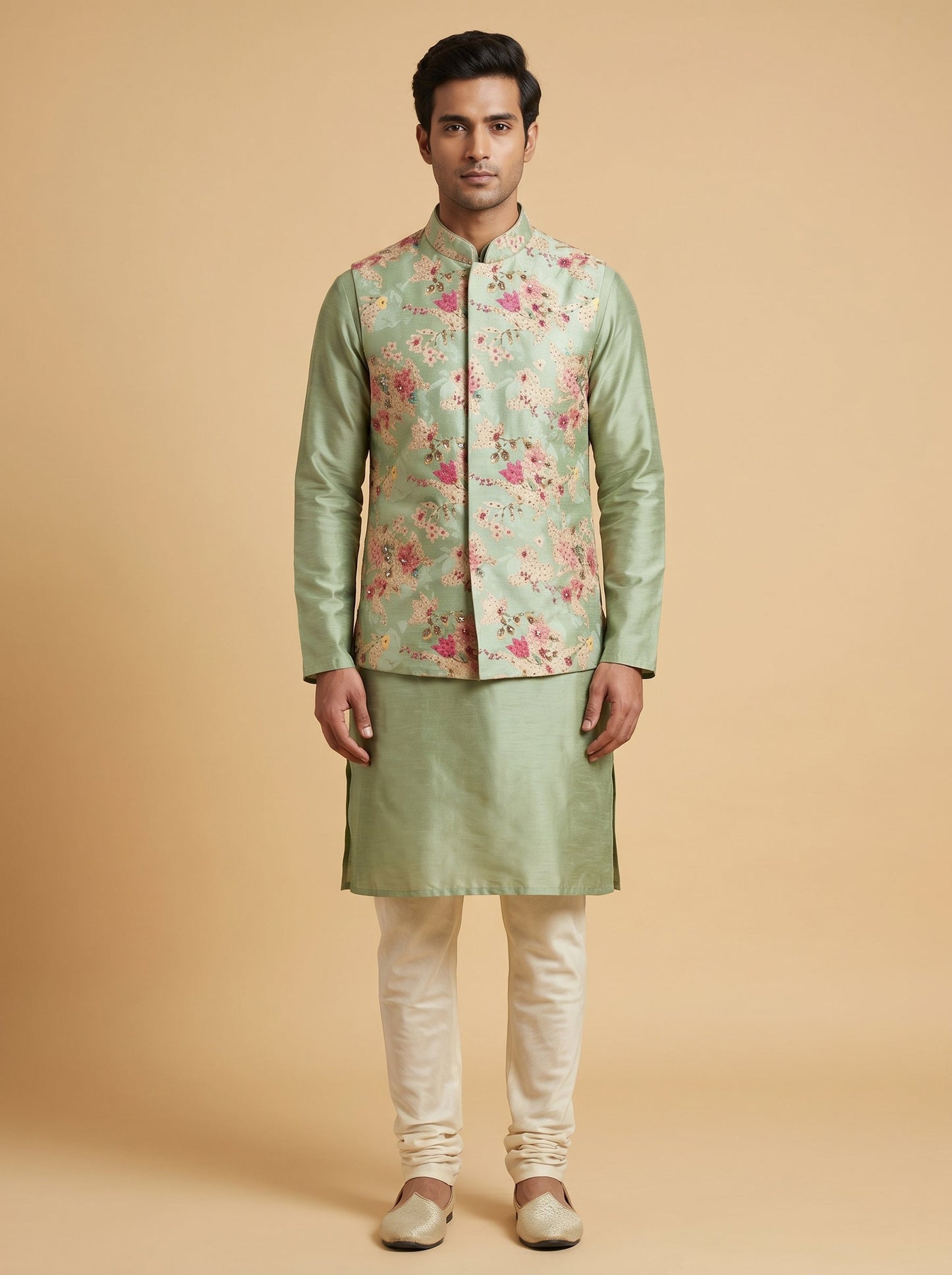 Fresh pista jacket kurta set