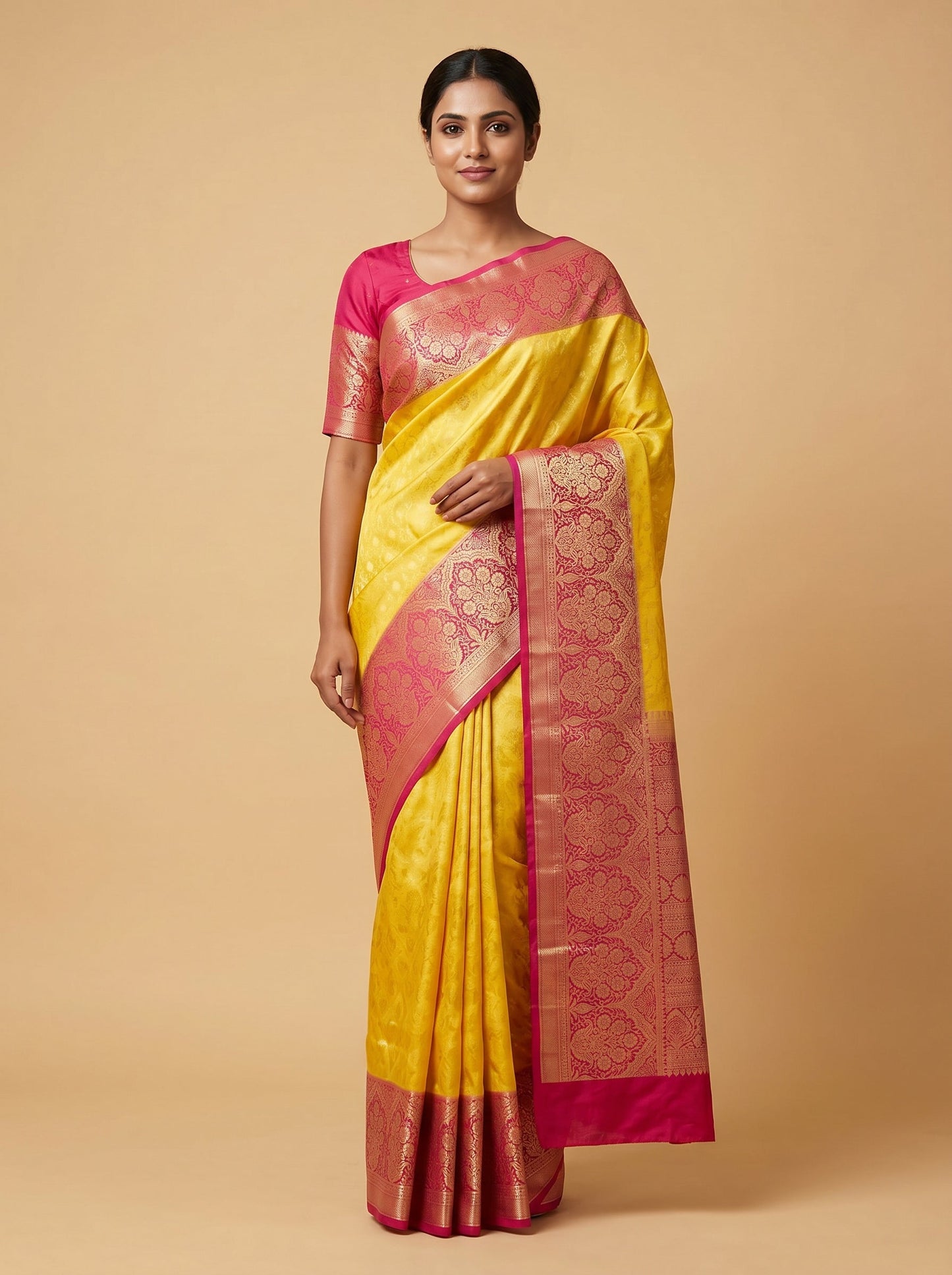 Fresh Yellow Radiant Handloom Saree