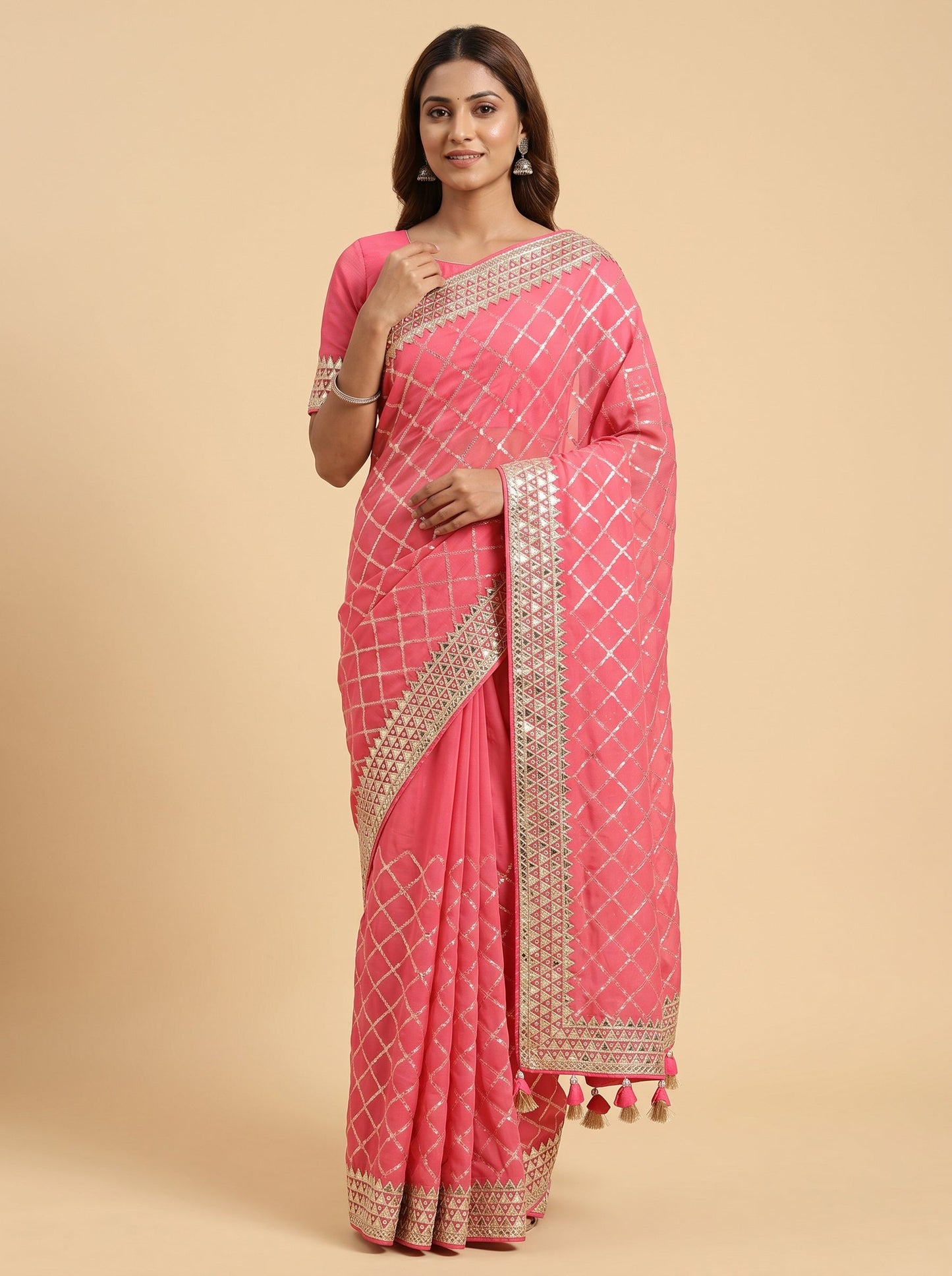 Fuchsia Embroidered Saree