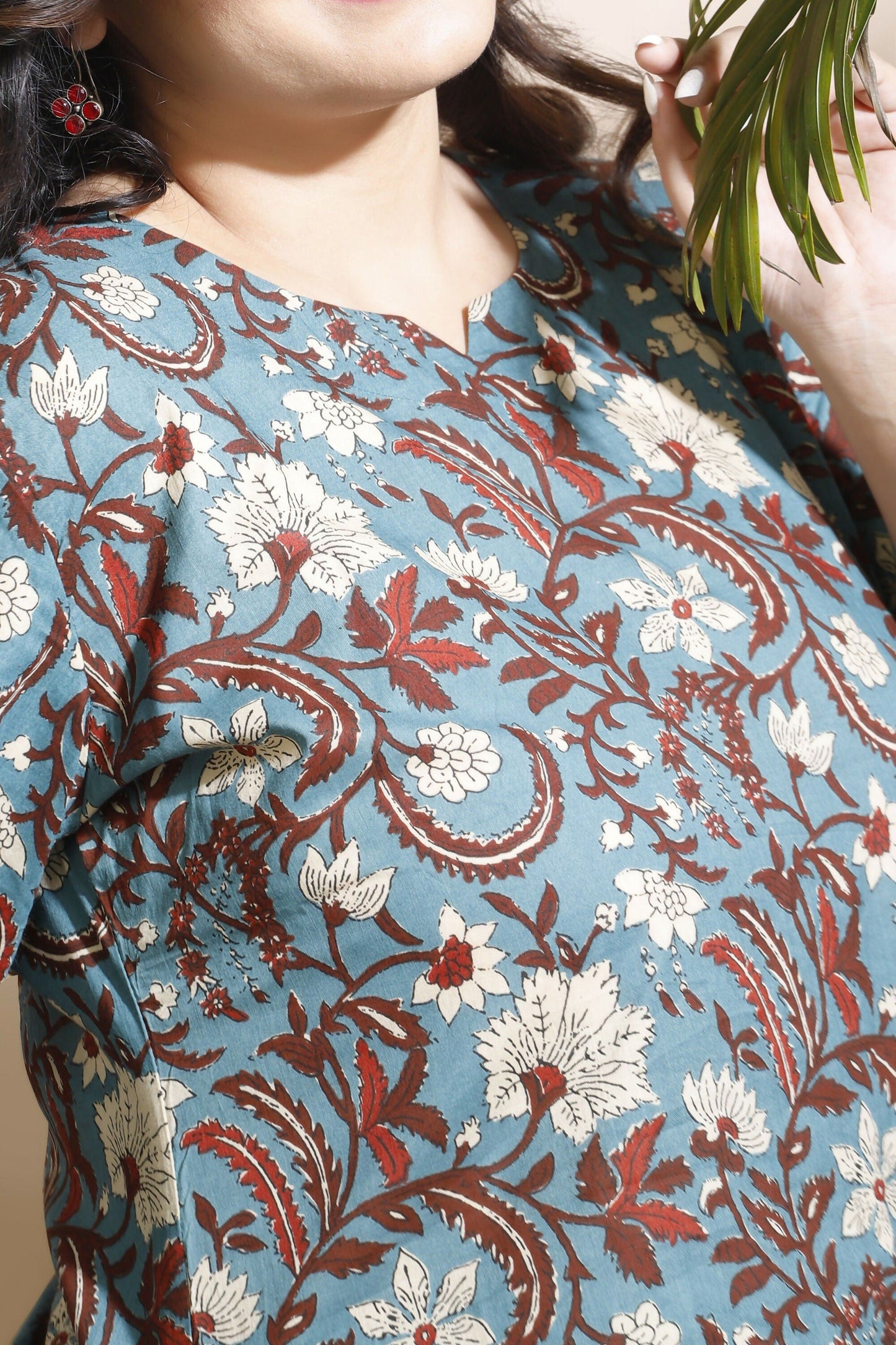 Breathables Blue Kalamkari Kurta & Pant Cotton Co-Ord Set