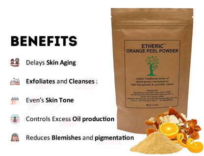 Etheric Orange Peel Powder  Natural Skin Brightening & Acne Care Face Pack
