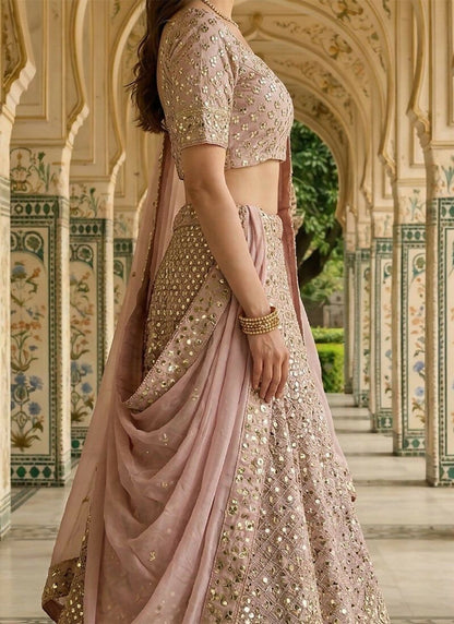 Lehenga Mart Baby Pink Faux Georgette Designer Bollywood Style Wedding Wear Lehenga Choli