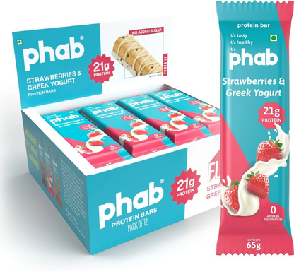 Phab Protein Bars With Protein Strawberries & Greek Yogurt