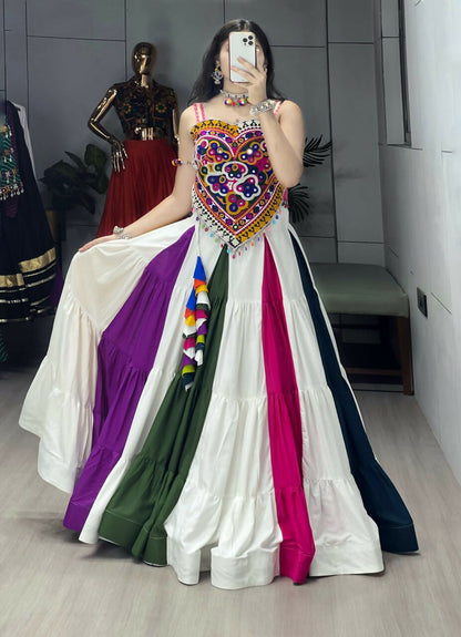 Yash Enterprise Multi Color Rayon Embroidery Semi Stitched Navratri Chaniya Choli