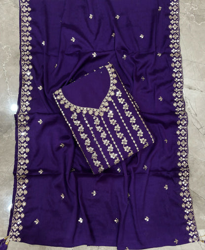 KC Latest Cocktail Wear Purple Chinon Sharara Suit For Women