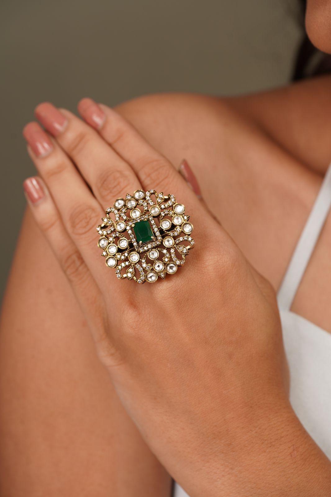 Gadar Polki Ring in Victorian Polish