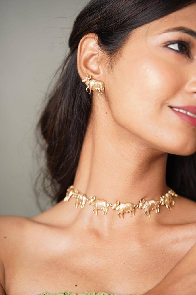 Gaiya Matte Gold contemporary Set | Indowestern