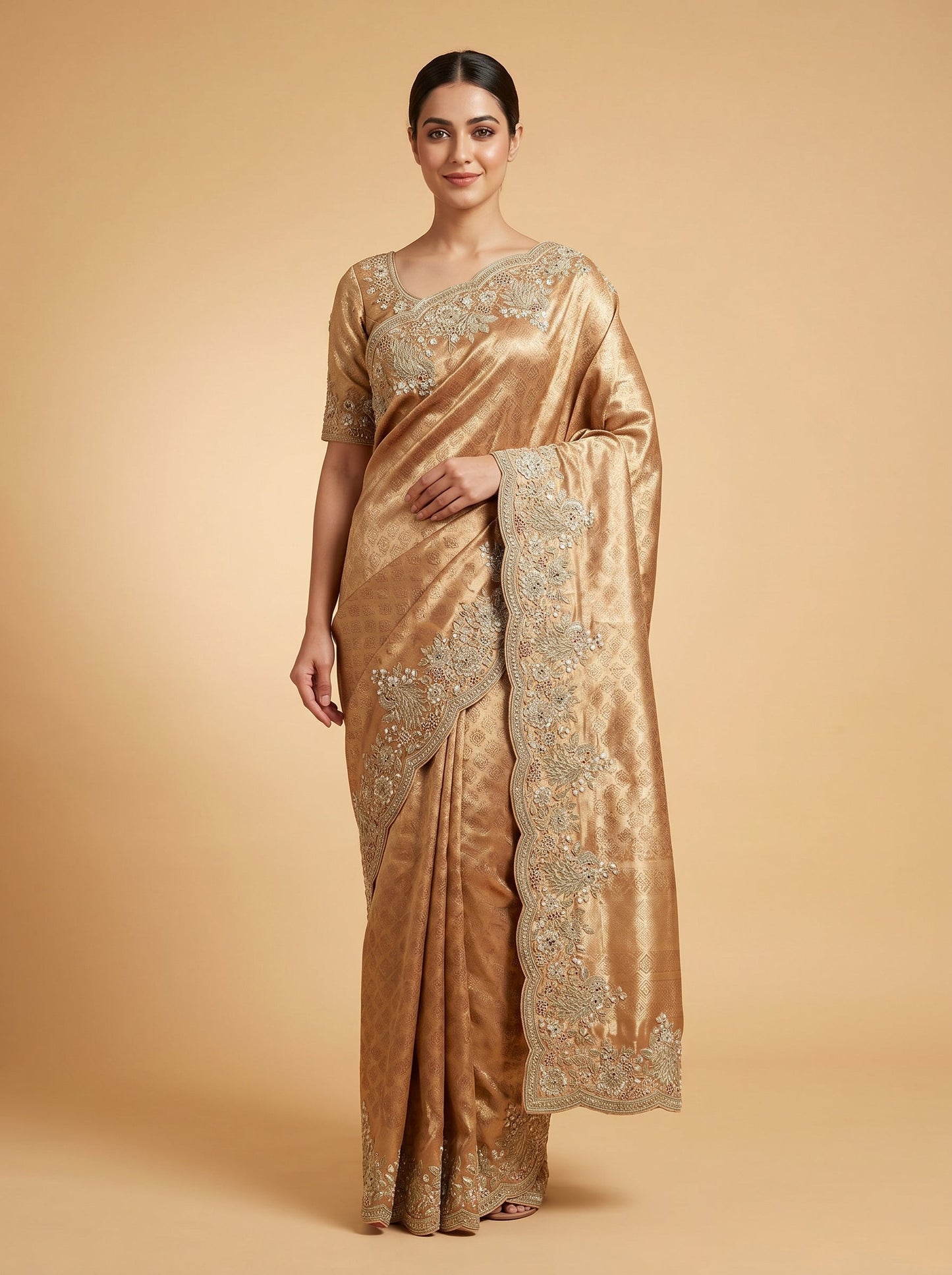 Gajri Glow Embroidered Saree