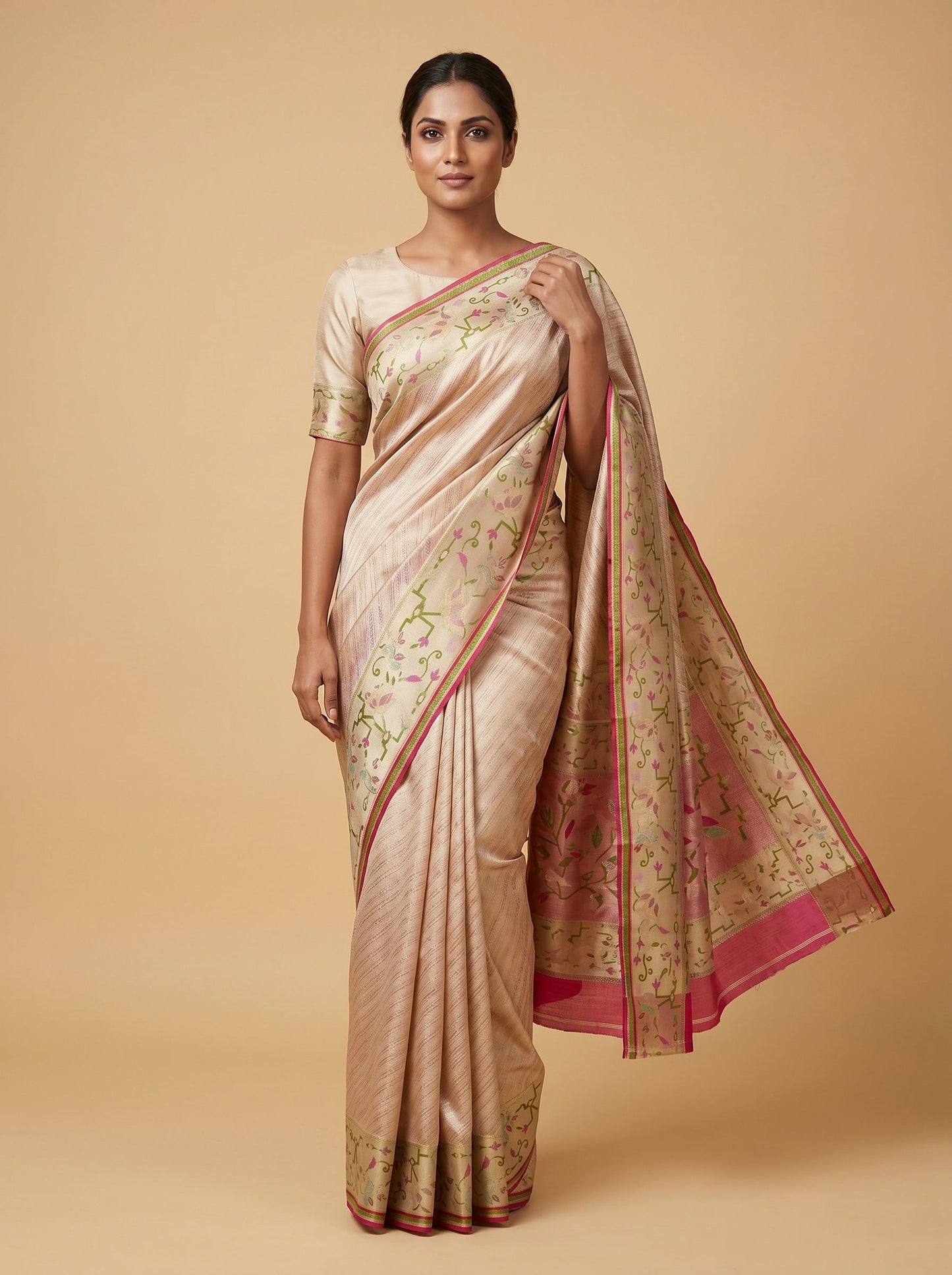 Garden Border Red Handloom Saree