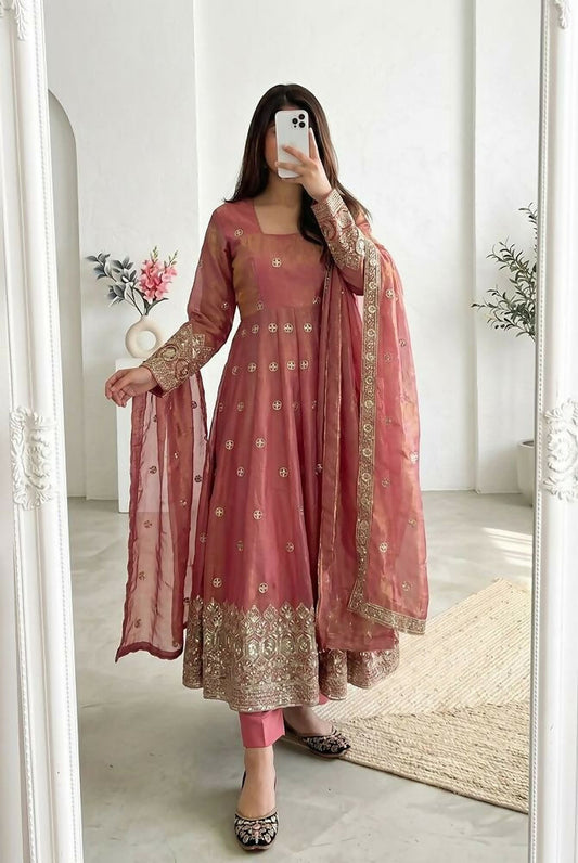 Teeya Creation New Latest Trendy Elegant Peach Festive Anarkali Suit for Women