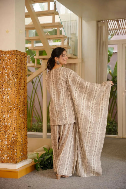 Aayaa Designer Cotton Silk Farshi Salwar Set - Off White