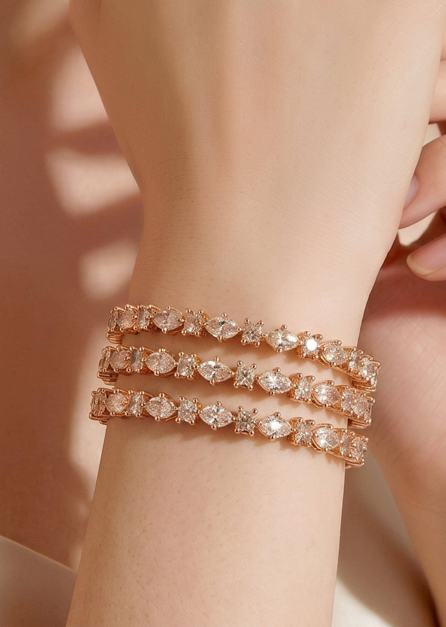 Geometric CZ Statement Bangle Set