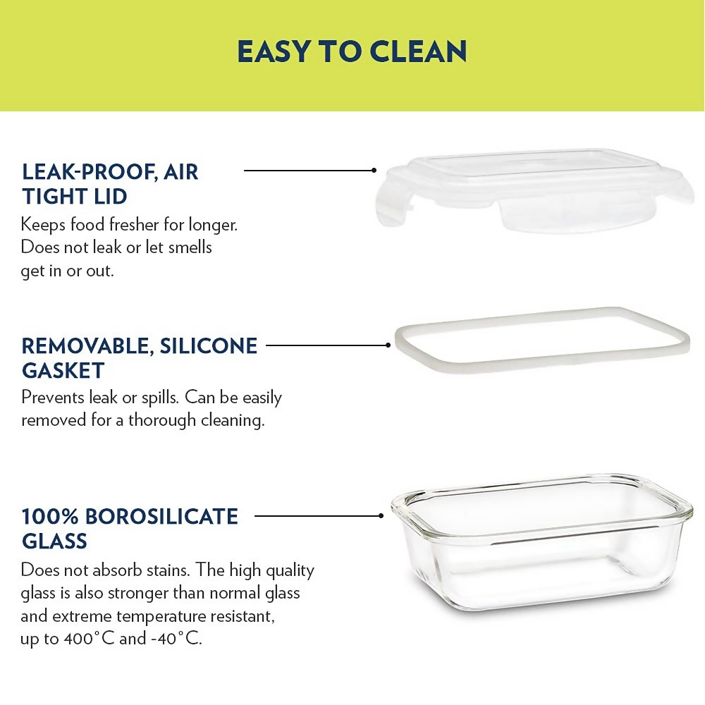 Borosil Klip N Store Glass Storage Containers - Set of 2