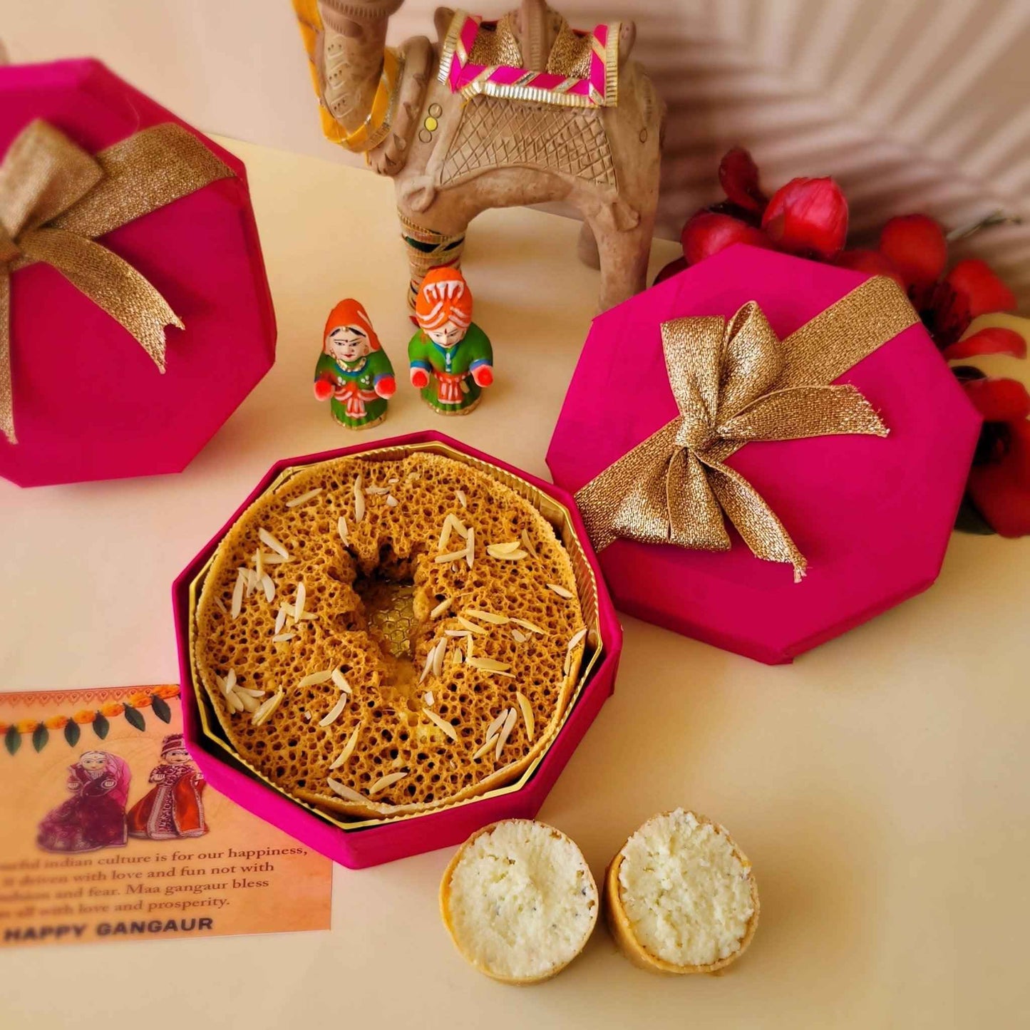 SweeDesi Meetha Ghewar - 1 Pc Hamper Pink