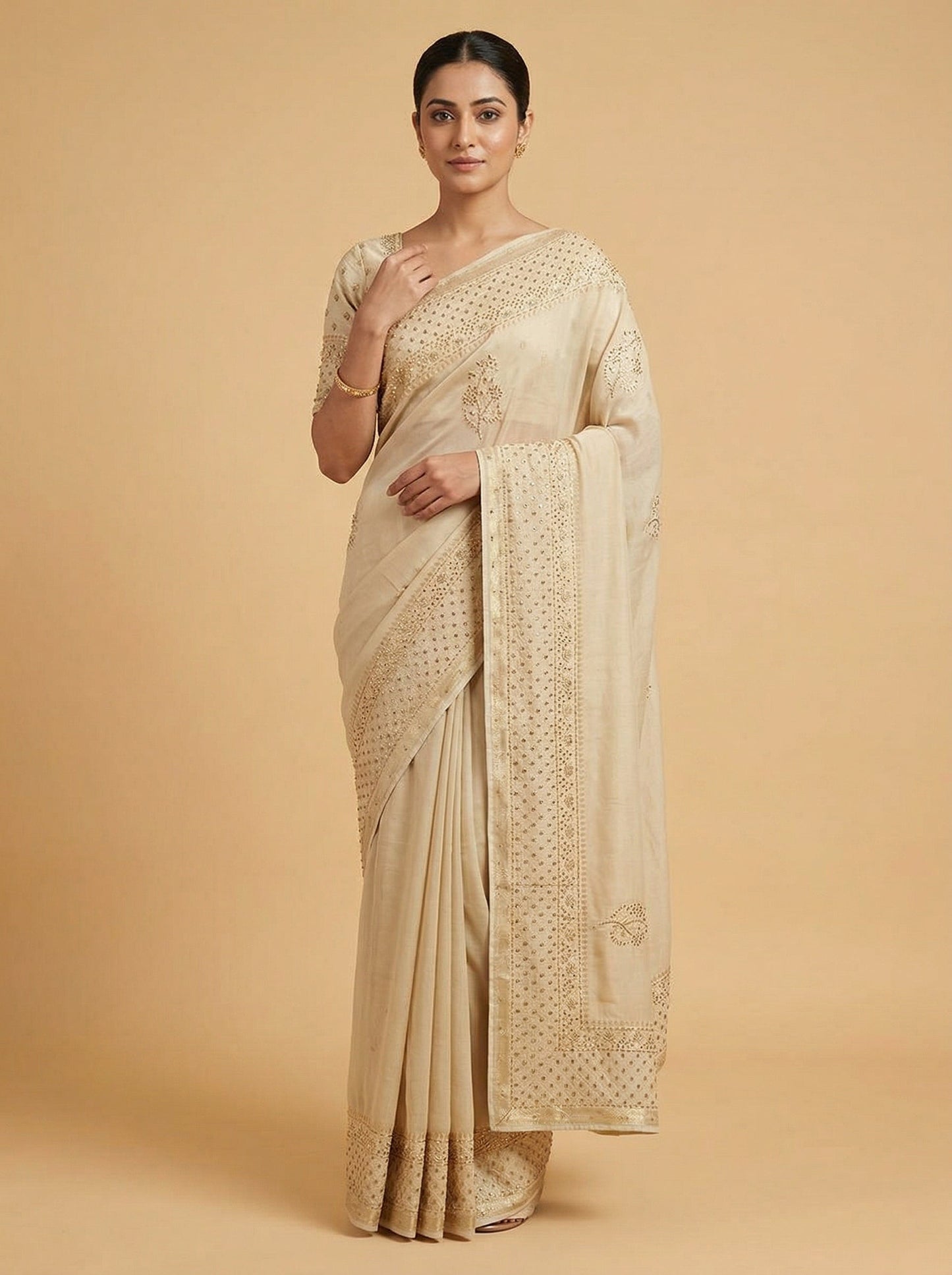 Gilded Amber Gold Embroidered Saree
