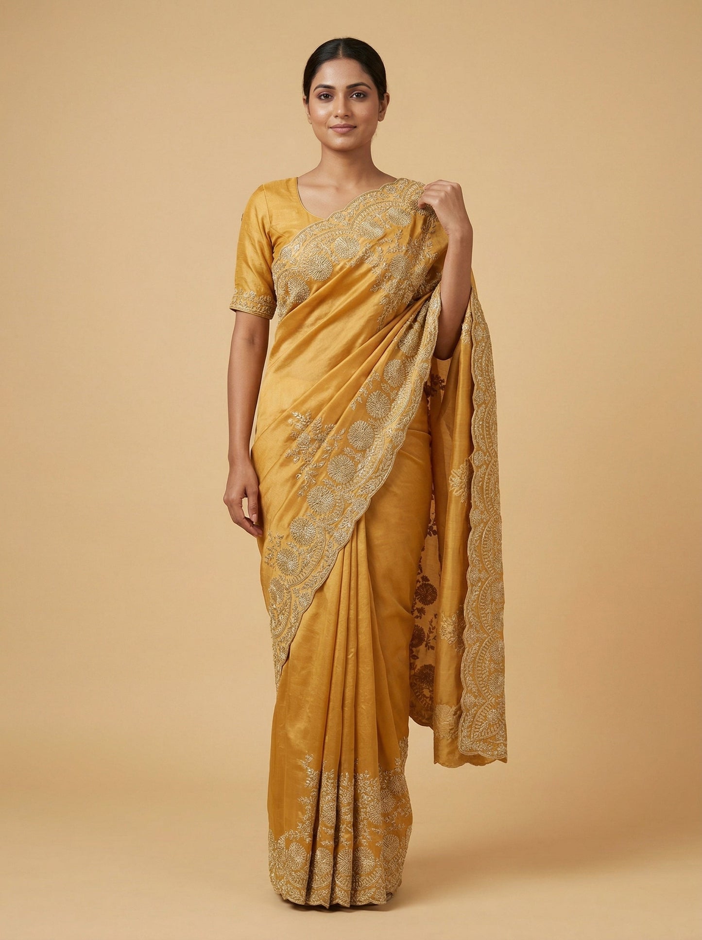 Gilded Festive Gold Embroidered Saree
