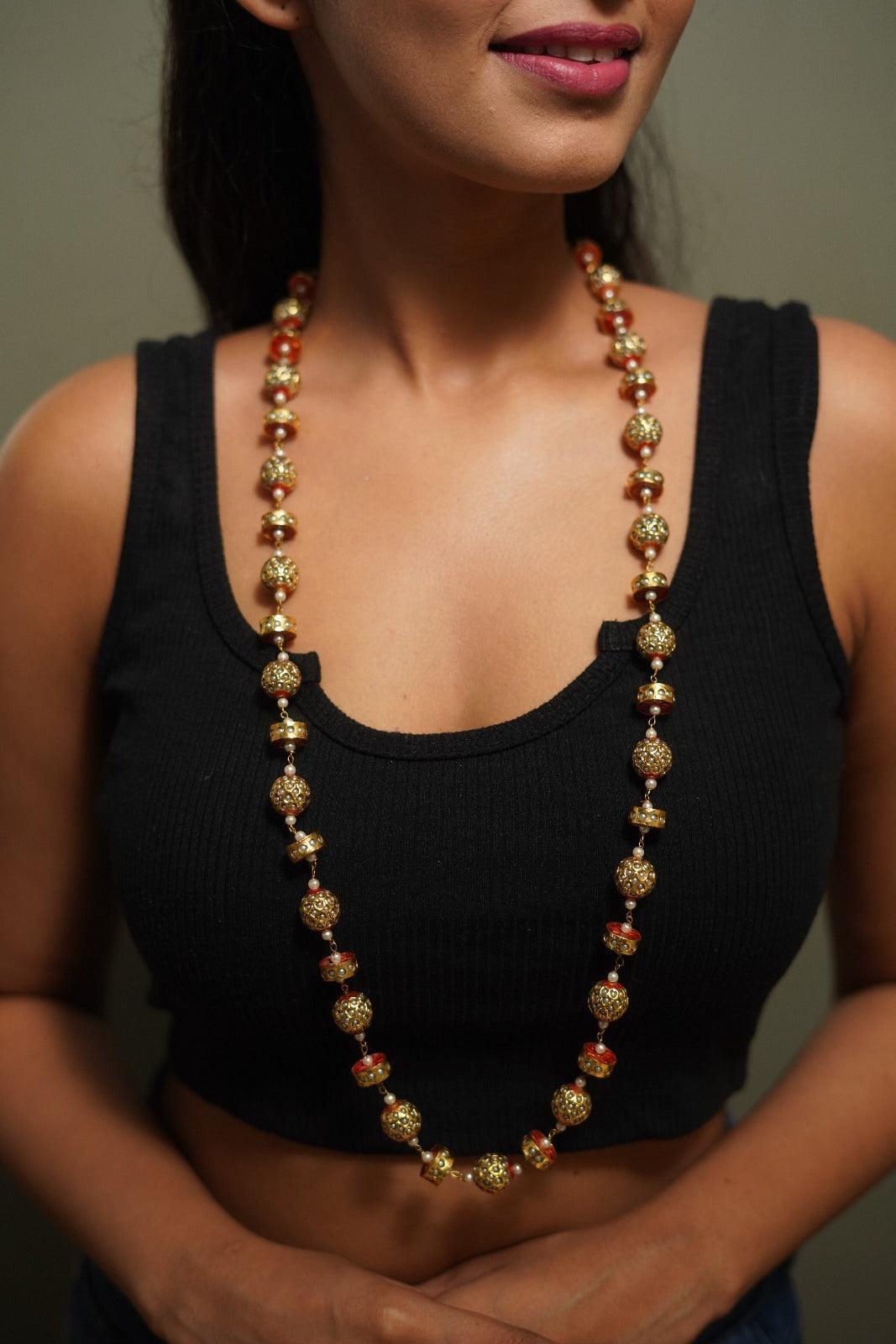 Gitanjali long Single Line Sona Moti Mala