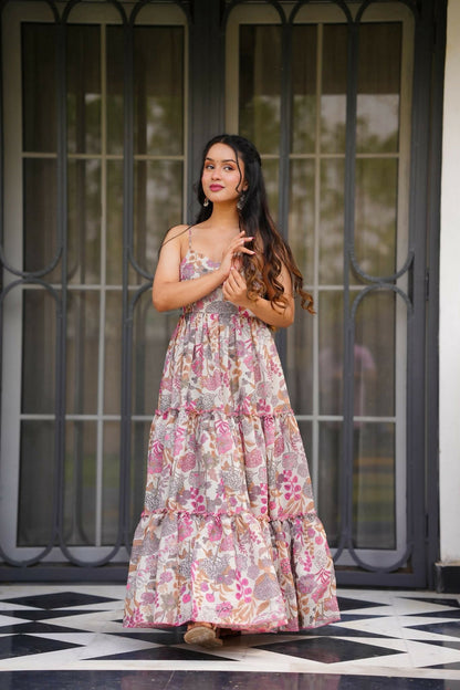 The52 Women's Gorgeous Flared Partywear Designer Poly Rayon Gown-Multi
