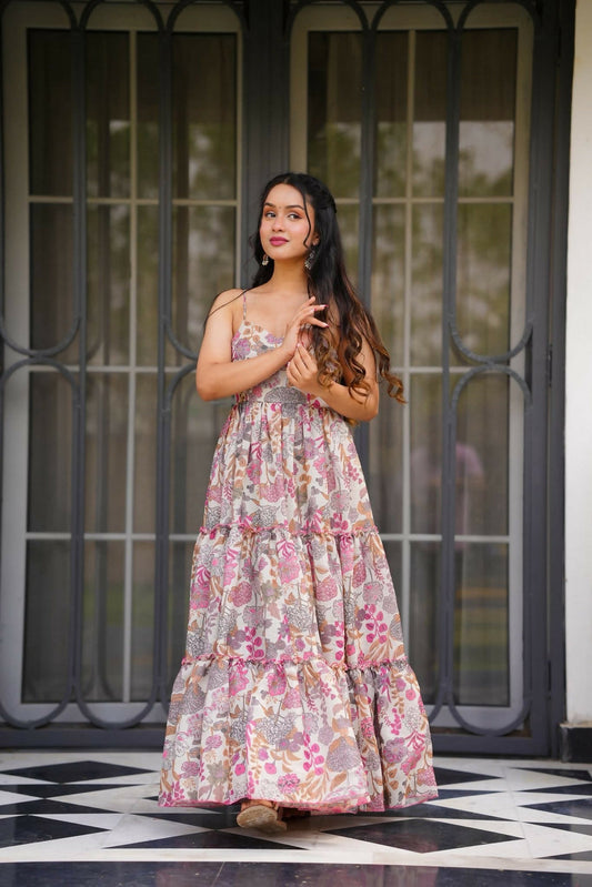 The52 Women's Gorgeous Flared Partywear Designer Poly Rayon Gown-Multi