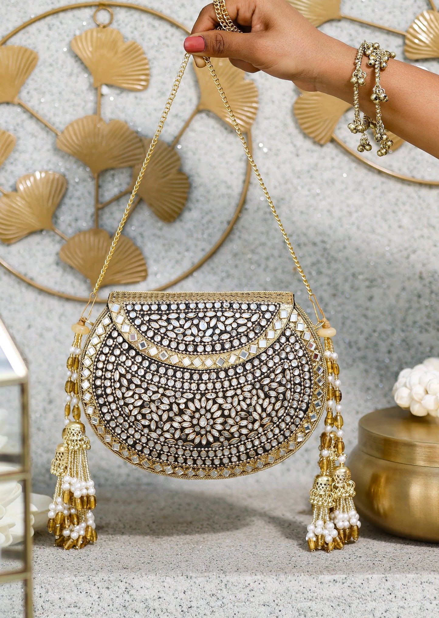 Gold And Silver Embellished Clutch