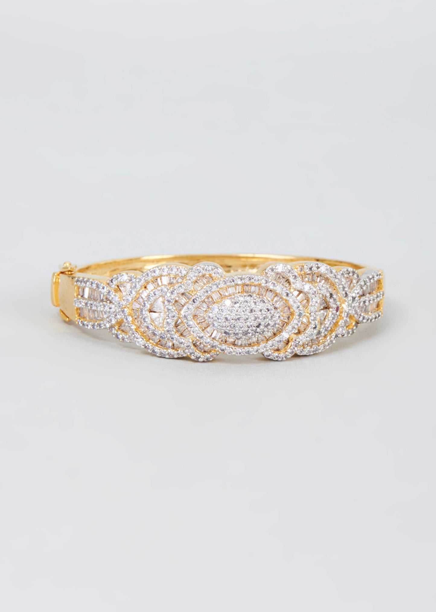 Gold And Silver Two Tone Finish Zircon Kada