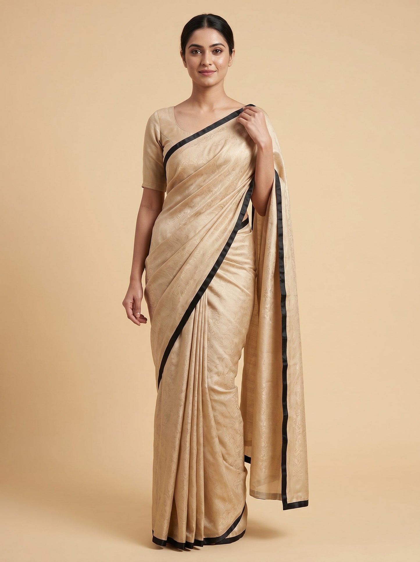 Gold Black Dual Tone Handloom Saree