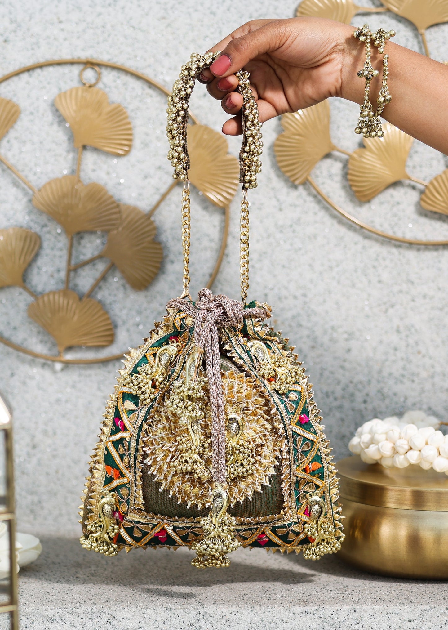 Gold Brocade Potli Bag