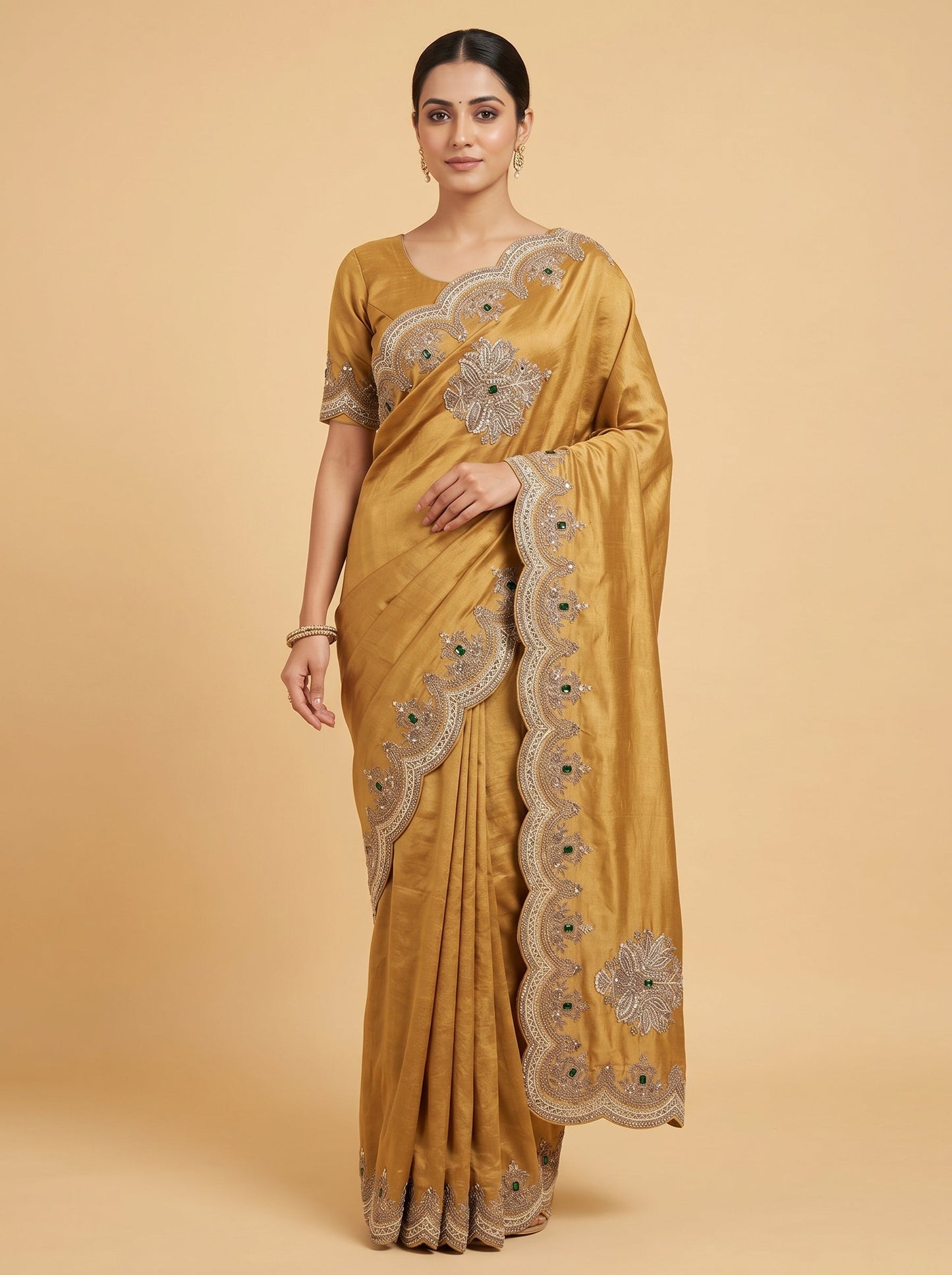 Gold Classic Detail Embroidered Saree