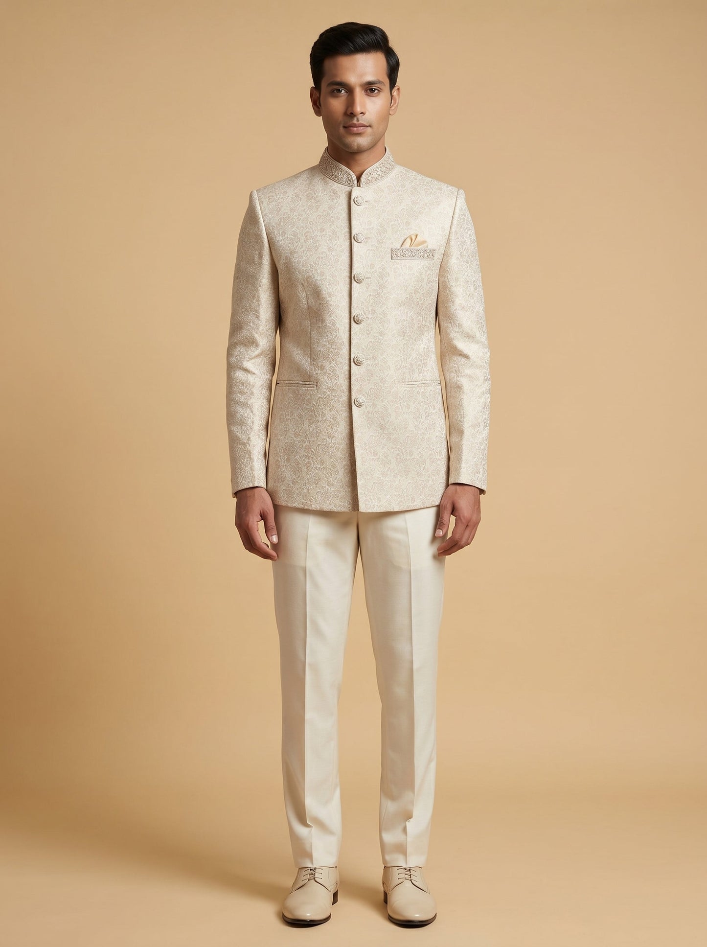 Gold Designer Jodhpuri Suit