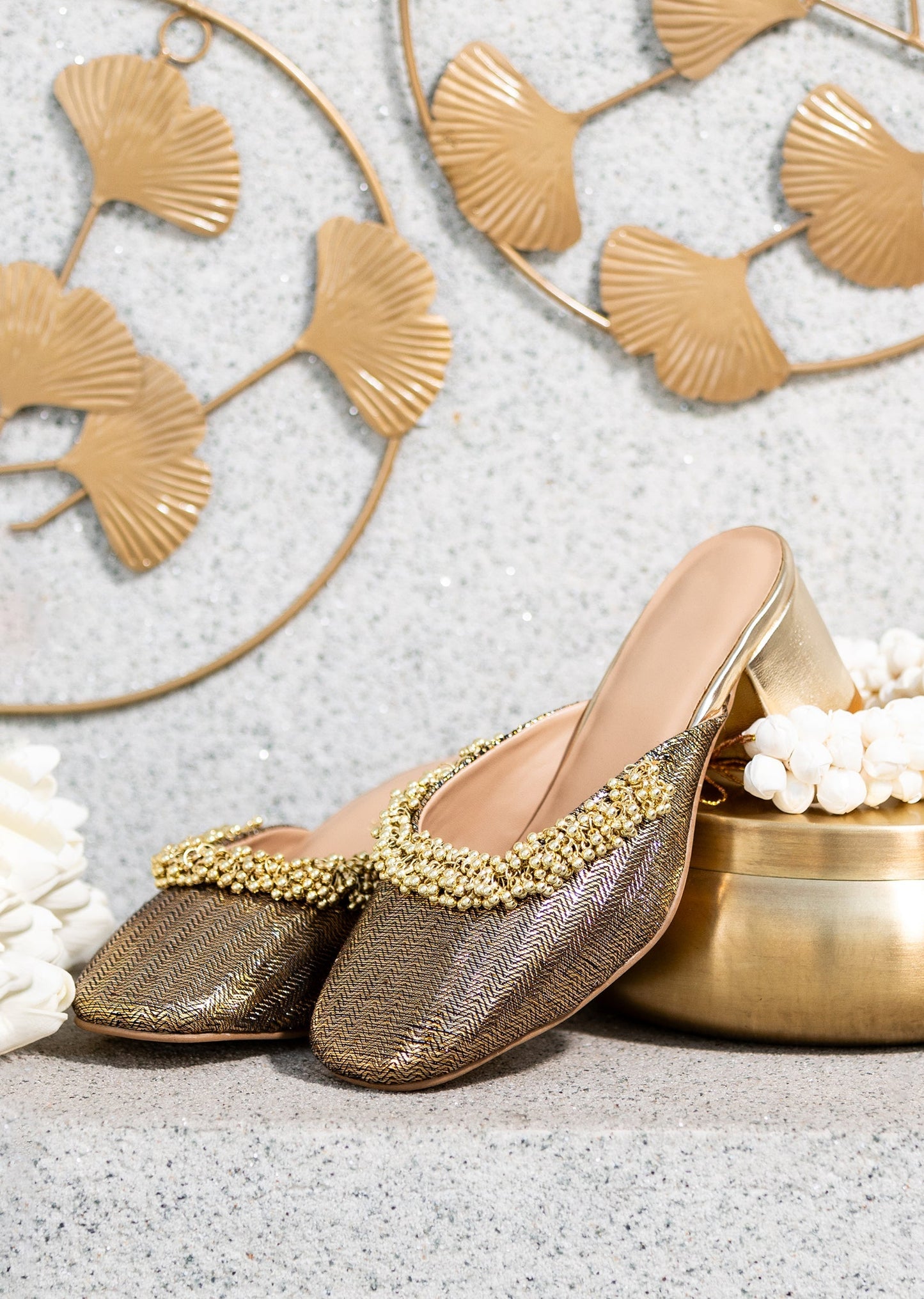 Gold Embellished Mules