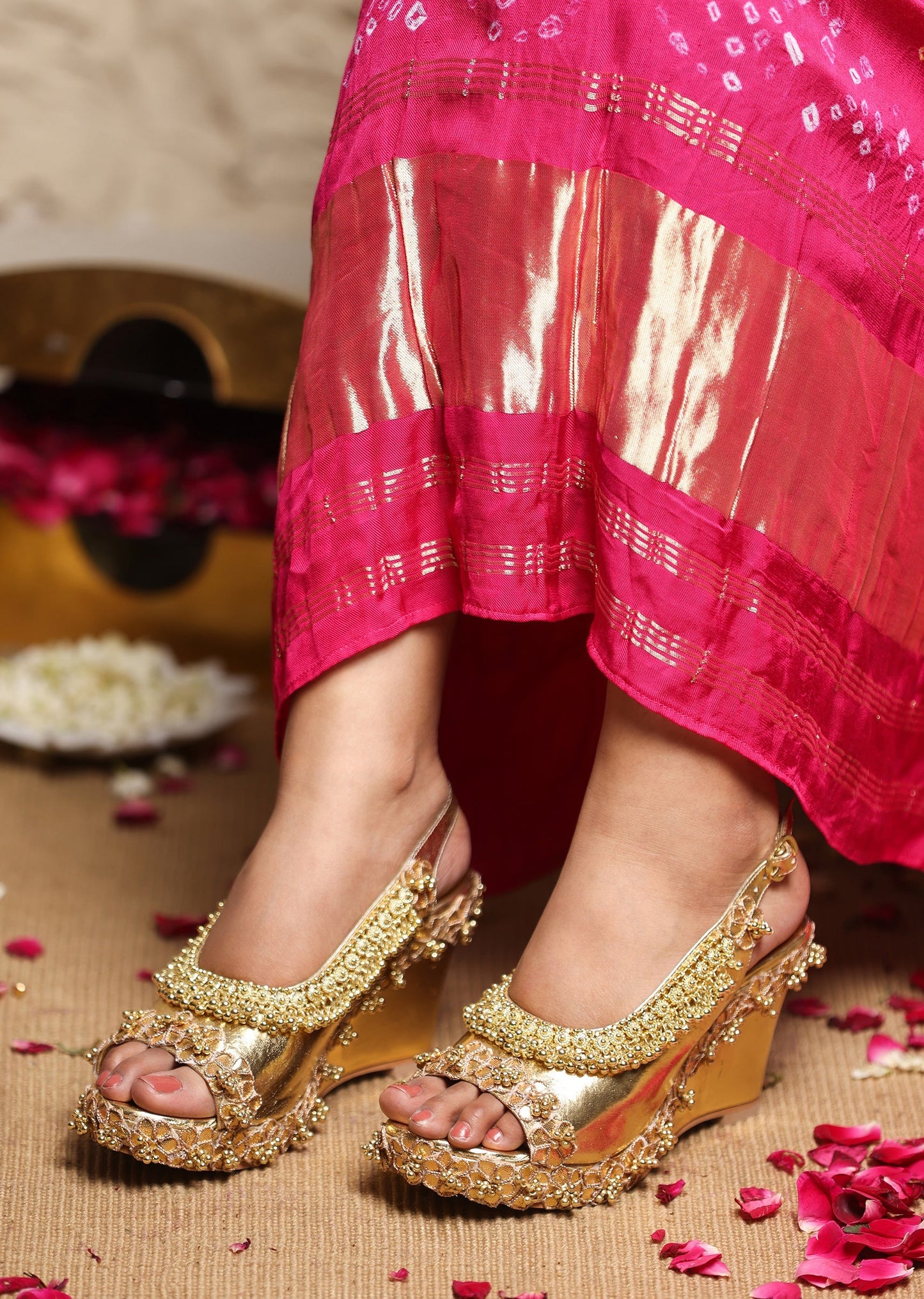 Gold Embellished Wedges