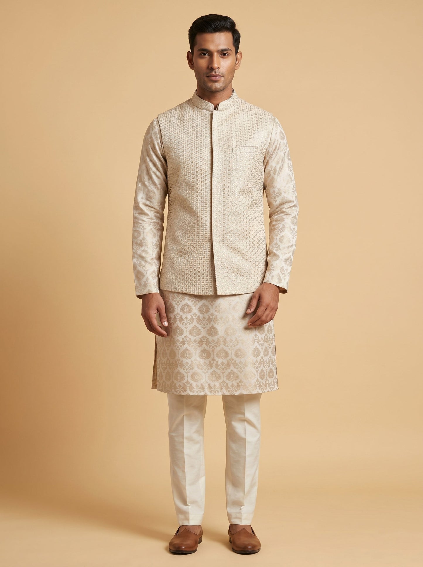 Gold Embroidered Indo-Western Set