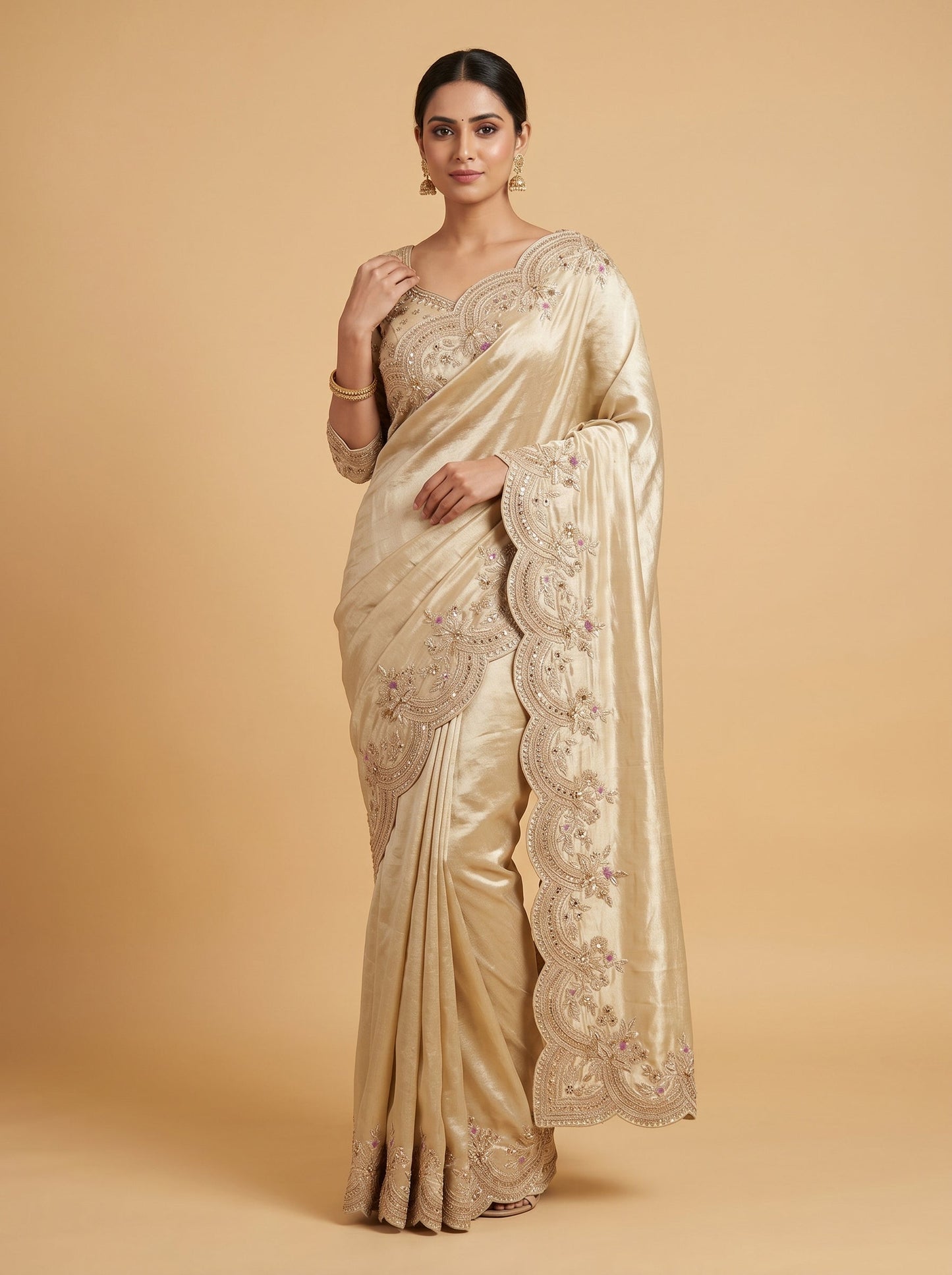 Gold Embroidered Saree with Rich Detailing