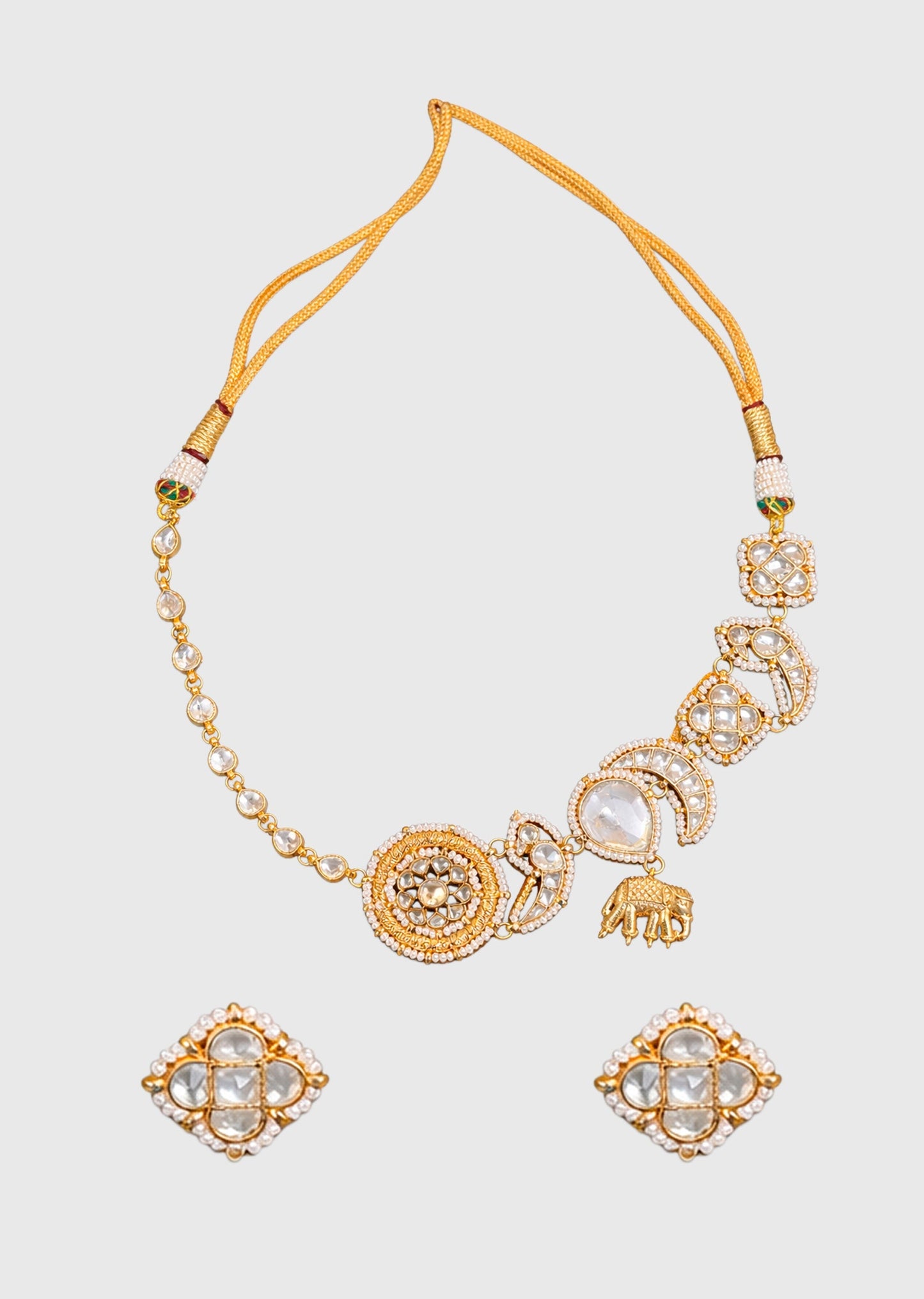 Gold Finish Kundan Necklace Set
